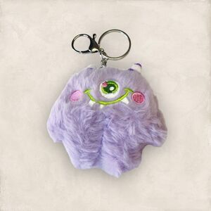 🟢Purple Fluffy Stuffed One Eye Monster Key Chain Bag Charm Accessory